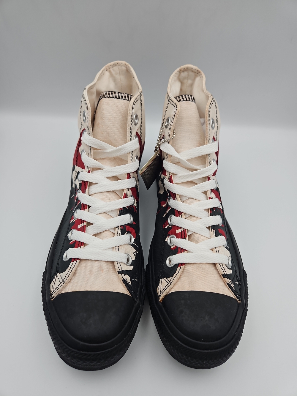 Converse High Top Sneakers White Black Red Star Graphic - Picture 3 of 9
